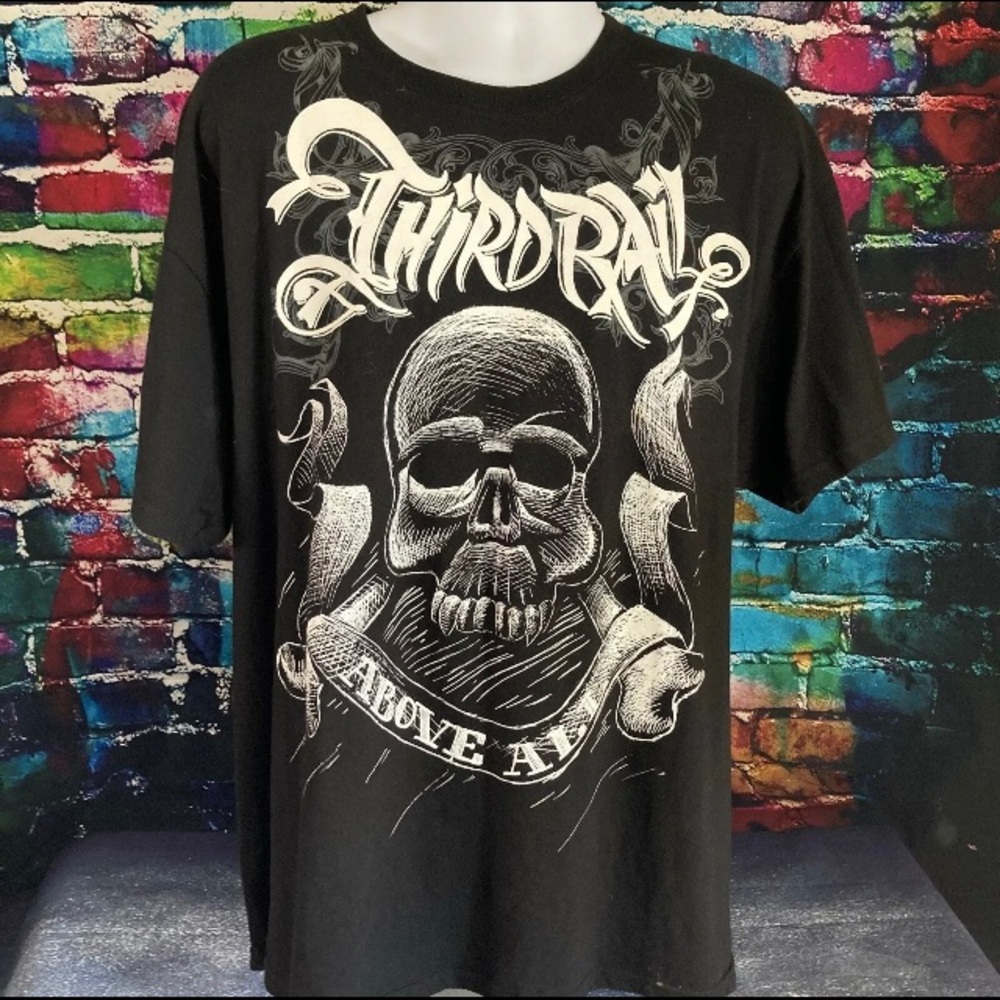 Third Rail ABOVE ALL Skull & Crossbones Graphic Logo T-Shirt Mens XL
